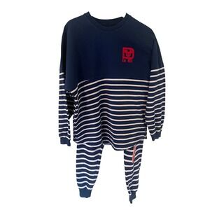 Disney Parks Minnie Mouse LOVE Striped Lounge Set Sweatshirt Pants Women's M